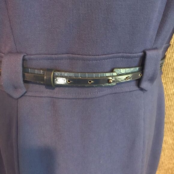 ANTONIO MELANI Twilight Blue Patricia Midi Knit Sheath Dress Women's Size 10 - Picture 6 of 8